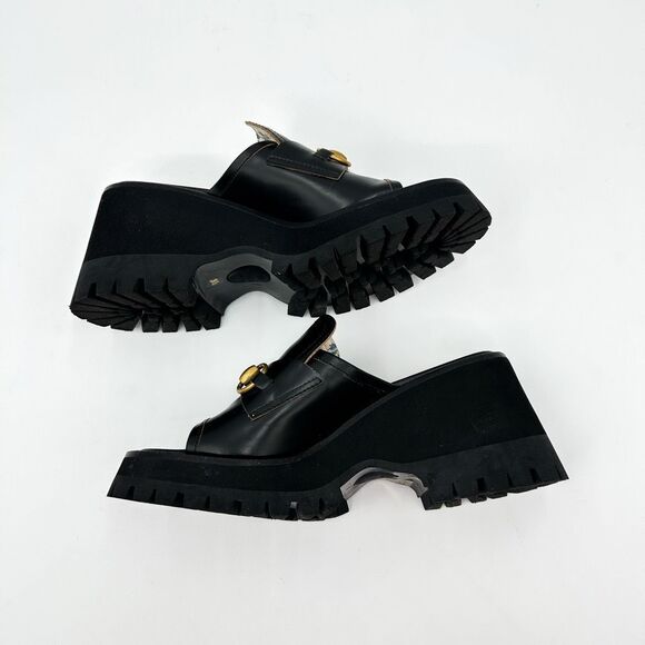 Gucci Platform Horsebit Cordovan Sandals Mules Chunky Slides EU 36.5 US 6.5 - Picture 8 of 11